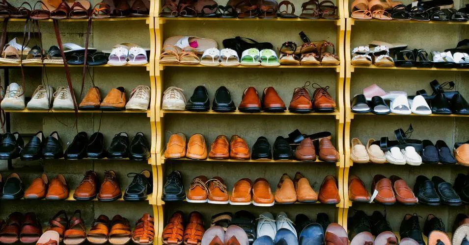 travel shoes on display